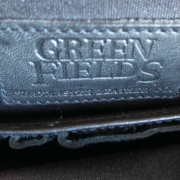 Vintage Genuine Black Leather Green Fields Briefcase Laptop Bag - Picture 11 of 12